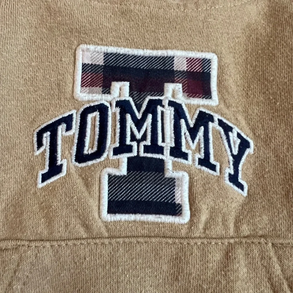 Tommy Hilfiger Baby Boys Tan Plaid Logo Fleece Pullover Hoodie 12M Tan RN130323